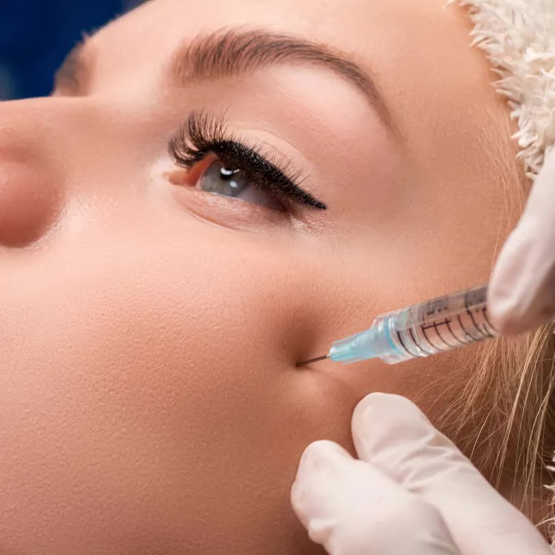 Mesoterapia facial: microinyección bajo el pómulo